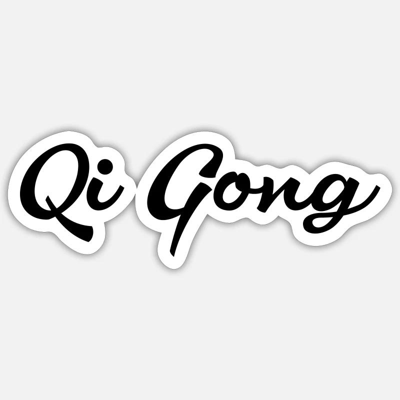 Lettrage cursif Qigong - Sticker taille S (10 x 10 cm) - blanc mat