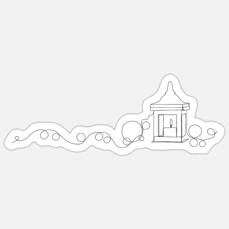 Lantern with candle and abstract squiggles Sticker size S (10 x 10 cm)