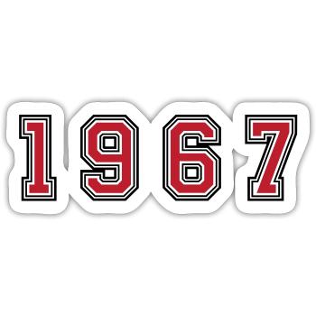 1967 Jahr Zahl - Sticker Größe S (10 x 10 cm) - Mattweiß - Vorne