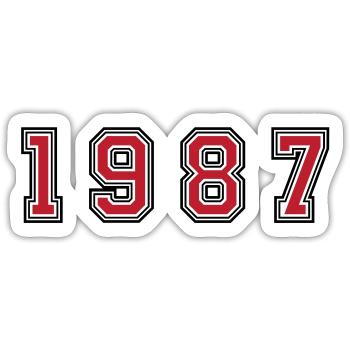 1987 year number - Sticker size S (10 x 10 cm) - white matte - Front