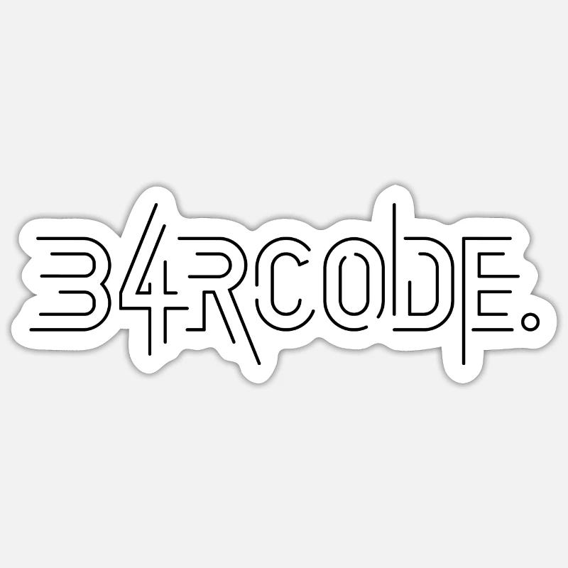 B4RCODE. Tech black - Sticker size S (10 x 10 cm) - white matte