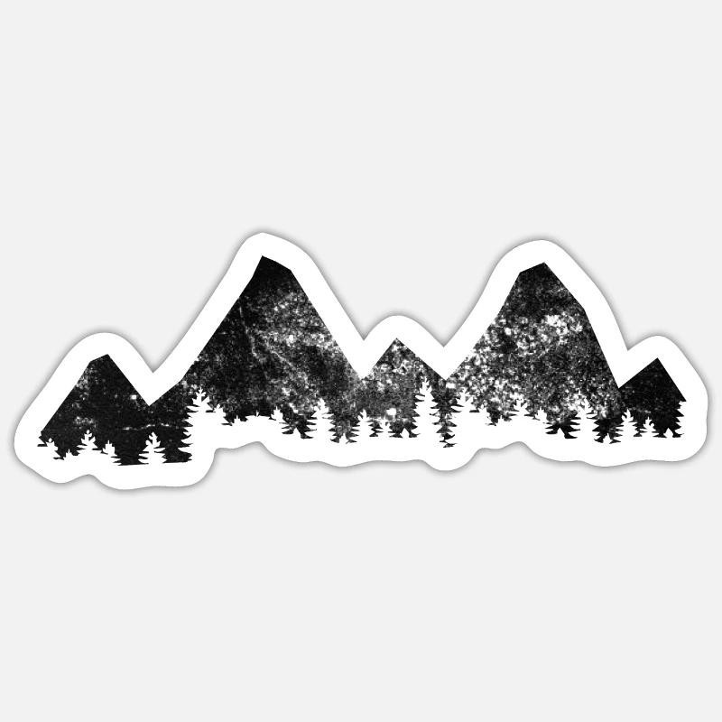 Tree - Mountain - (3) - Sticker size S (10 x 10 cm) - white matte