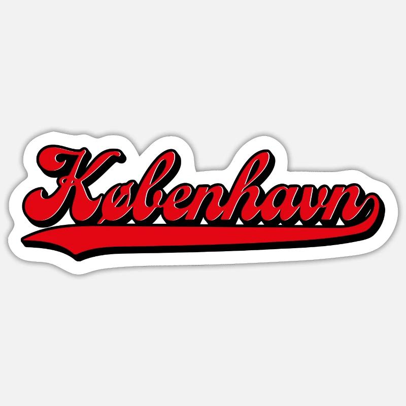 Copenhague rétro - Sticker taille S (10 x 10 cm) - blanc mat