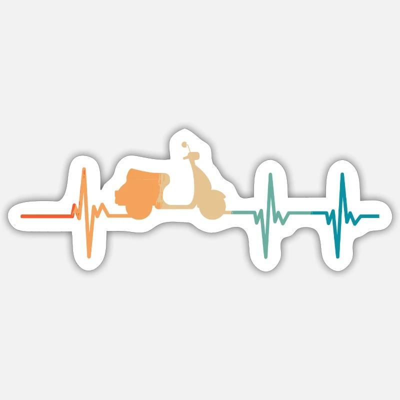 Herzschlag-Roller - Sticker Größe S (10 x 10 cm) - Mattweiß