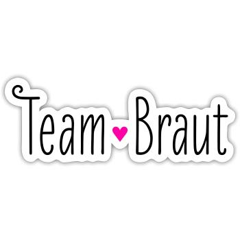 Team Braut rosa Herz Hochzeit Heirat Brautjungfer - Sticker Größe S (10 x 10 cm) - Mattweiß - Vorne