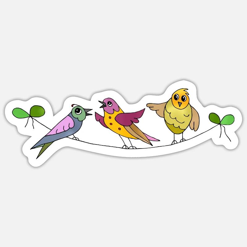 Oiseaux - Sticker taille S (10 x 10 cm) - blanc mat