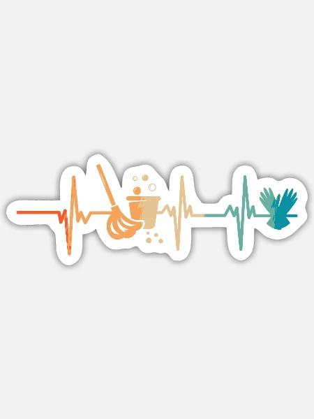 Heartbeat Haushalt - Sticker Größe S (10 x 10 cm) - Mattweiß