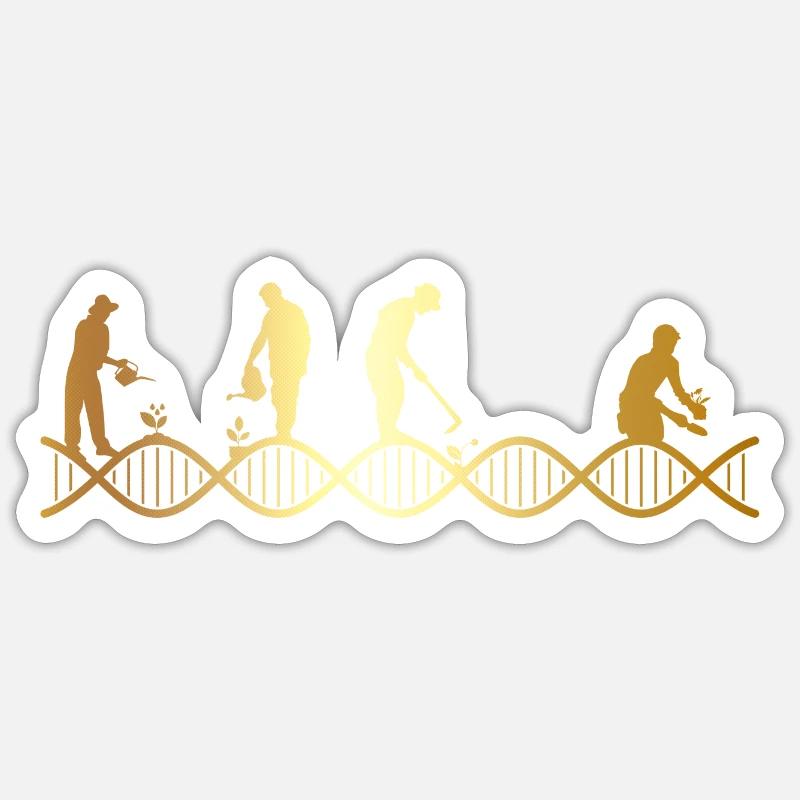 Le jardinage est dans mon ADN - Sticker taille S (10 x 10 cm) - blanc mat