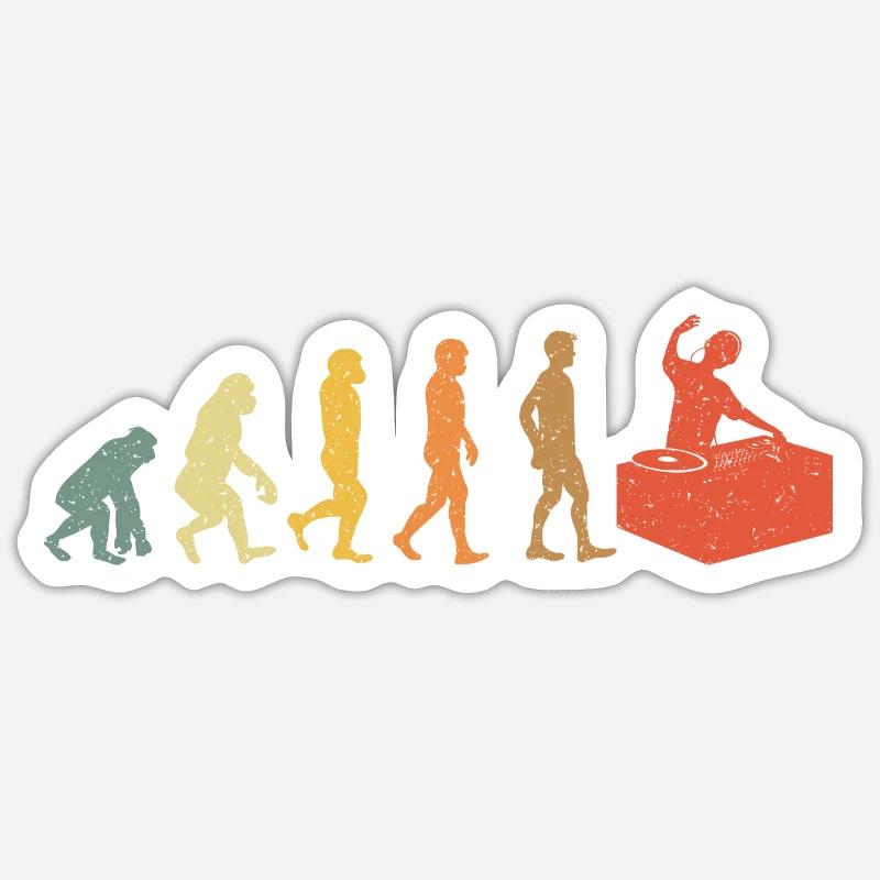 DJ Evolution vintage retro - Sticker size S (10 x 10 cm) - white matte
