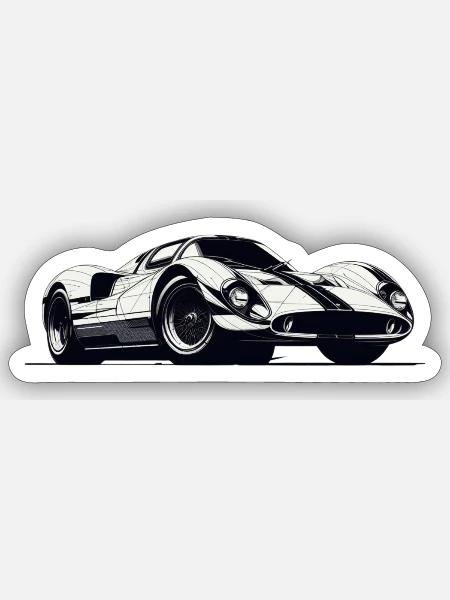 Rennwagen - Sticker Größe S (10 x 10 cm) - Mattweiß
