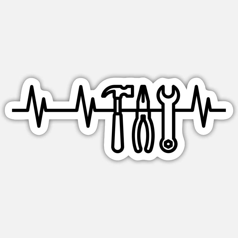 Tools Heartbeat, Do-it-Yourselfer, Mechanic Sticker size S (10 x 10 cm)