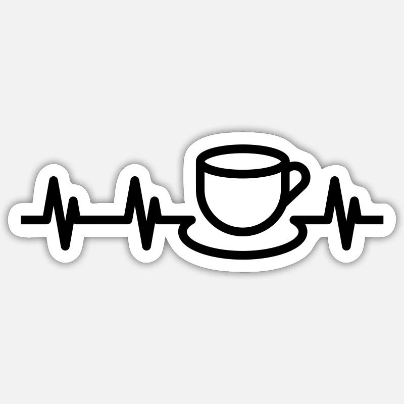Heartbeat Coffee, Coffee Lover - Sticker size S (10 x 10 cm) - white matte