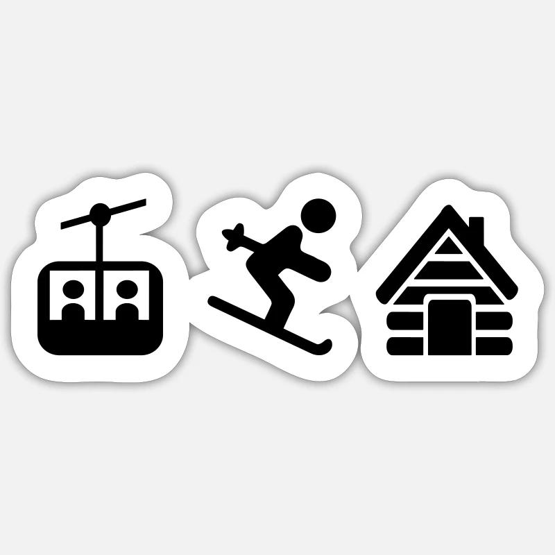 Ski - Sticker taille S (10 x 10 cm) - blanc mat