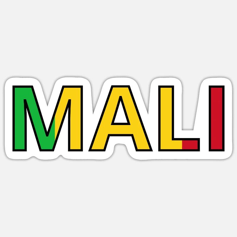 Drapeau Mali - Sticker taille S (10 x 10 cm) - blanc mat