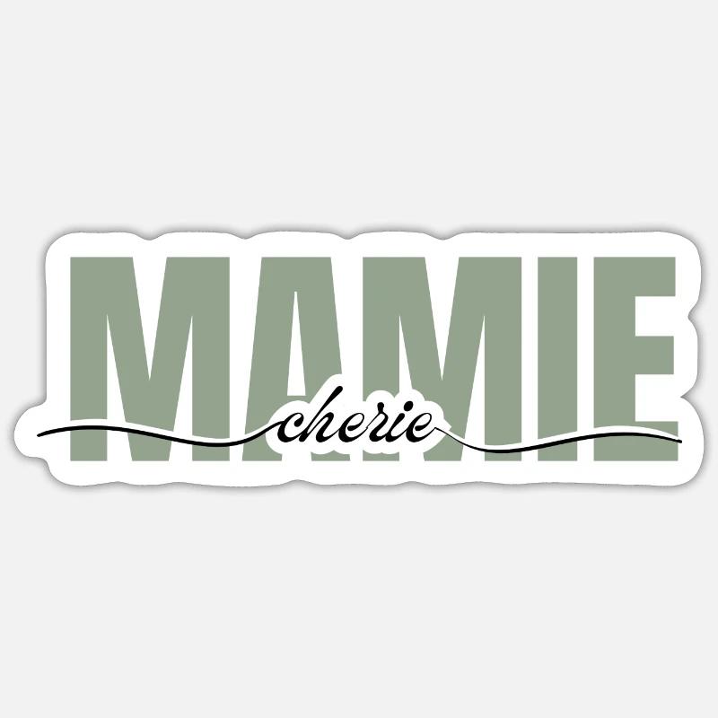 Mamie chérie -cadeau grand mère - Sticker taille S (10 x 10 cm) - blanc mat