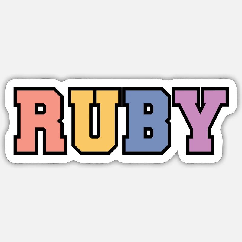Name - Ruby - Sticker Größe S (10 x 10 cm) - Mattweiß
