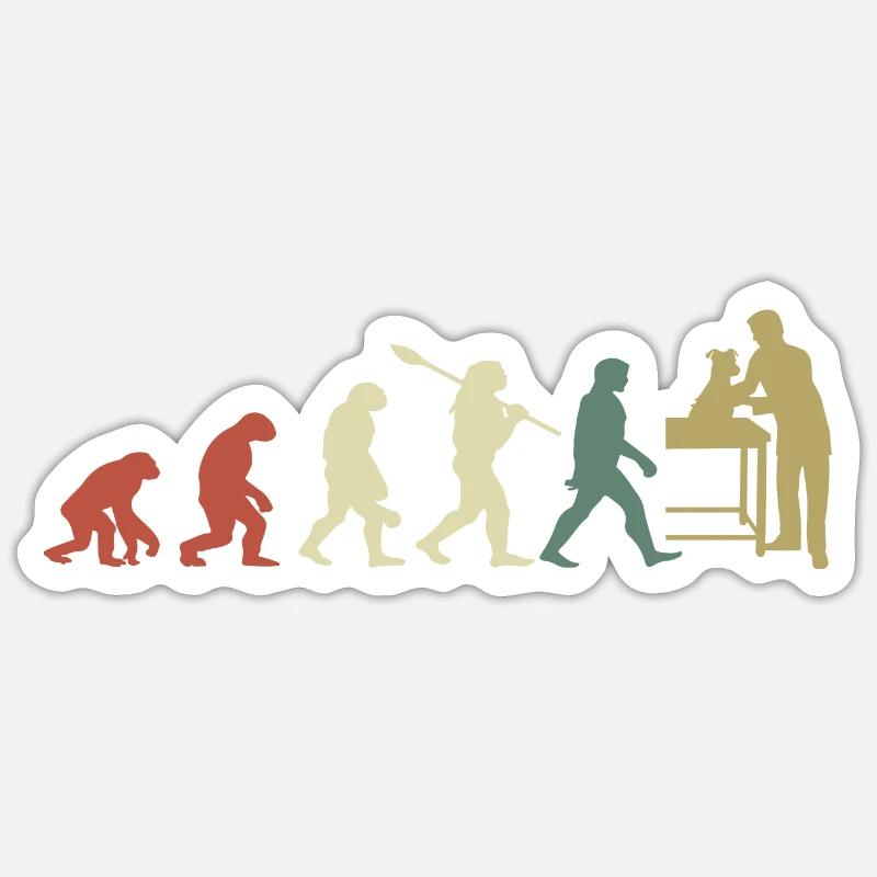 Veterinary Evolution Geschenk für Tierärzte - Sticker Größe S (10 x 10 cm) - Mattweiß