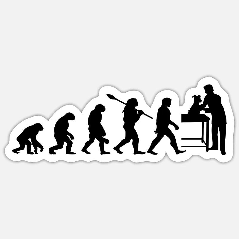Veterinary Evolution Geschenk für Tierärzte - Sticker Größe S (10 x 10 cm) - Mattweiß