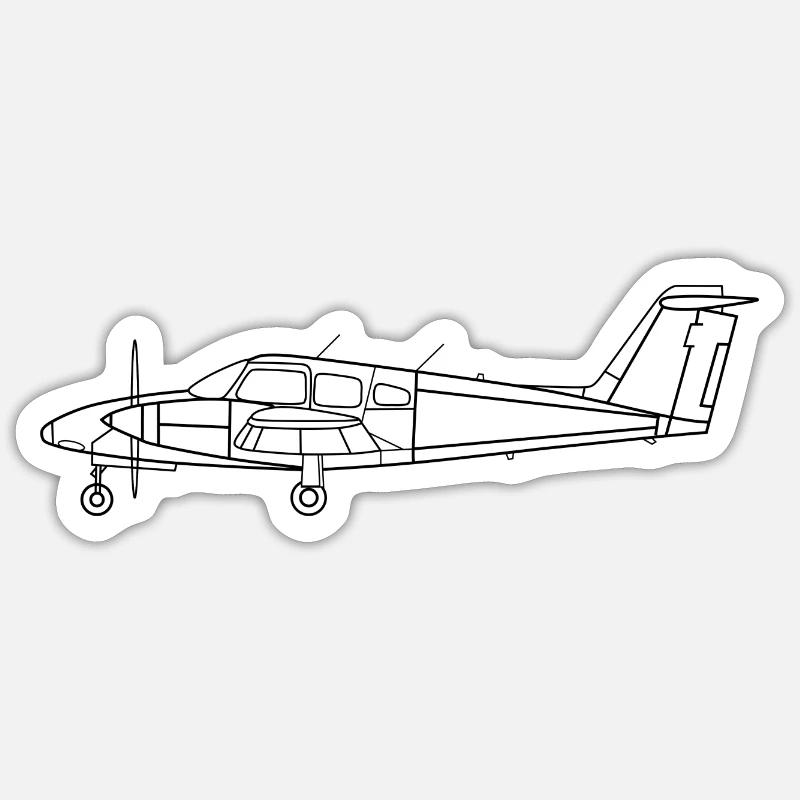 Propeller Flugzeug PA44 - Sticker Größe S (10 x 10 cm) - Mattweiß
