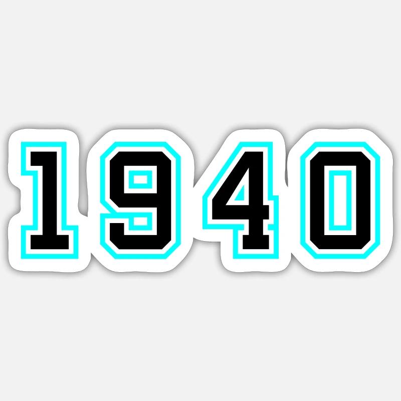 1940 Année Anniversaire - Sticker taille S (10 x 10 cm) - blanc mat