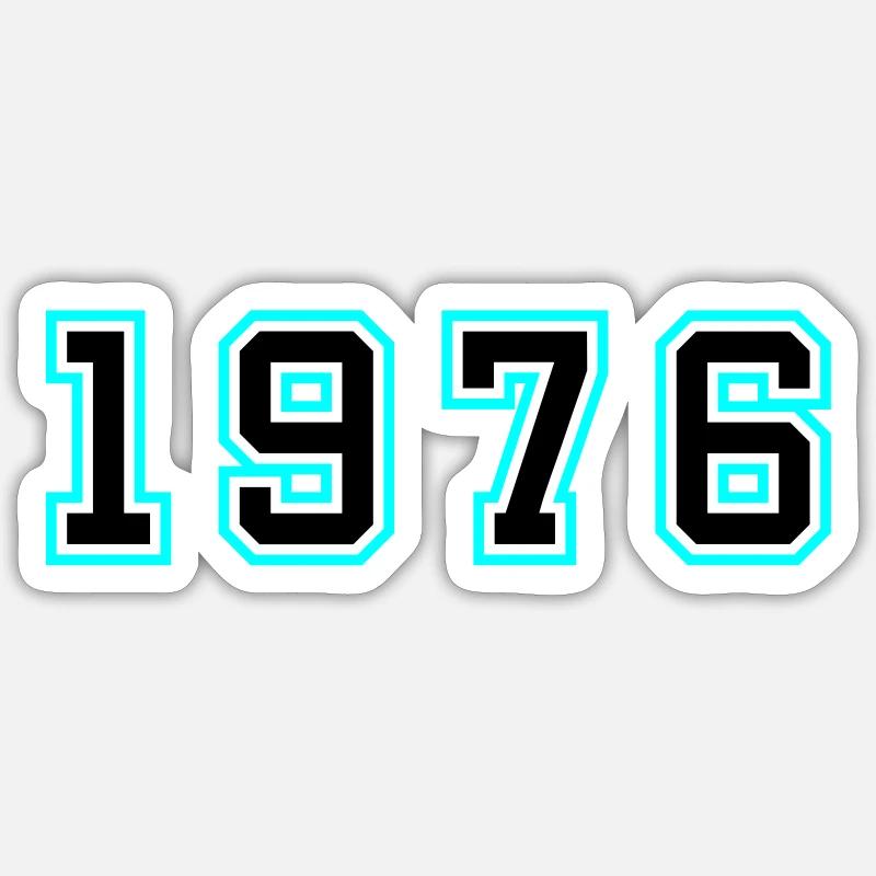 1976 Année Anniversaire - Sticker taille S (10 x 10 cm) - blanc mat