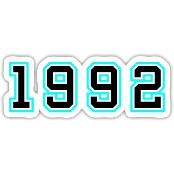 1992 Year Birthday - Sticker size S (10 x 10 cm) - white matte - Front