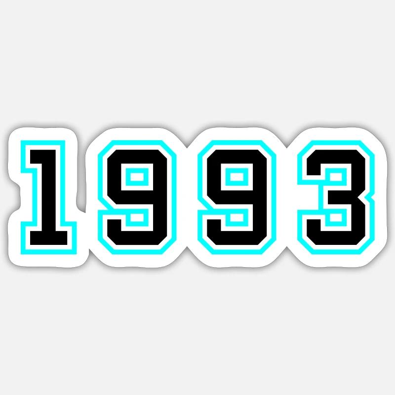 1993 Année Anniversaire - Sticker taille S (10 x 10 cm) - blanc mat
