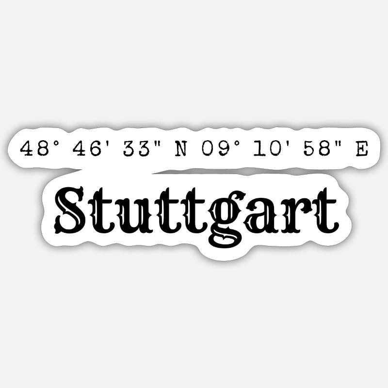 Coordonnées de Stuttgart - Sticker taille S (10 x 10 cm) - blanc mat