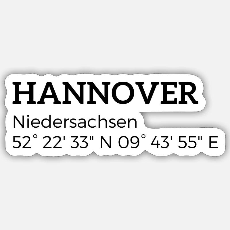 coordonnées Hanovre Basse-Saxe - Sticker taille S (10 x 10 cm) - blanc mat