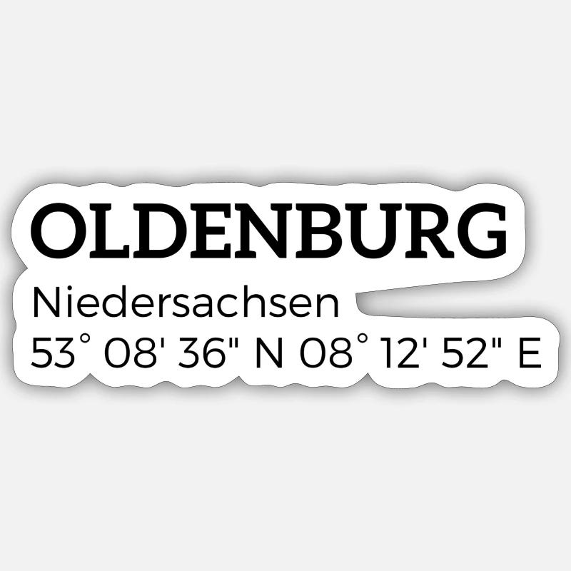 Coordonnées Oldenburg, Basse-Saxe - Sticker taille S (10 x 10 cm) - blanc mat