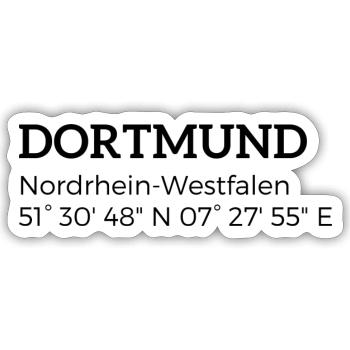 les coordonnées de Dortmund Rhénanie-du-Nord-Westphalie - Sticker taille S (10 x 10 cm) - blanc mat - Devant