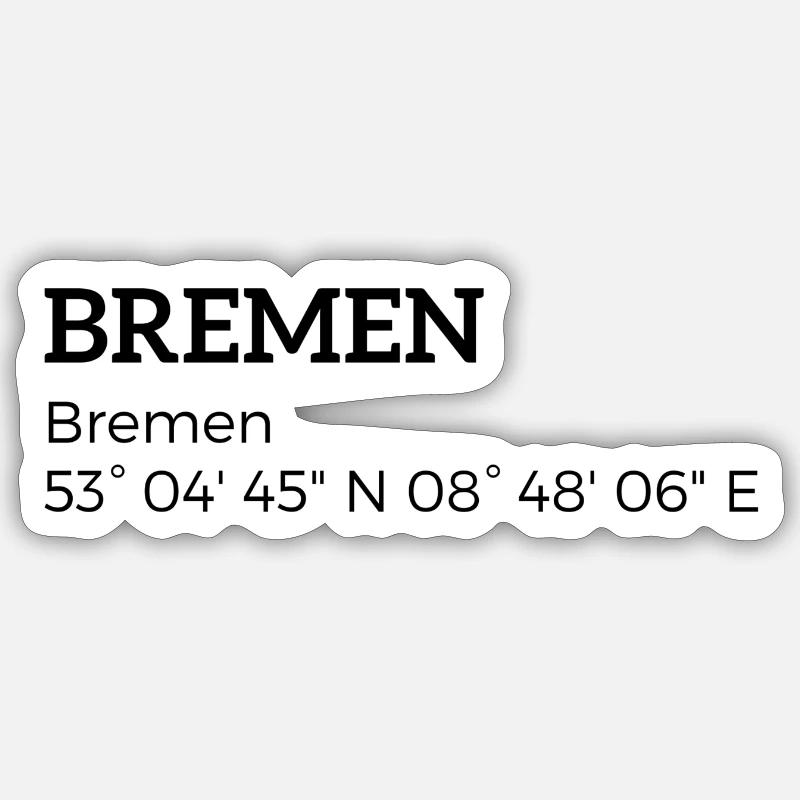 Brême Brême coordonnées - Sticker taille S (10 x 10 cm) - blanc mat