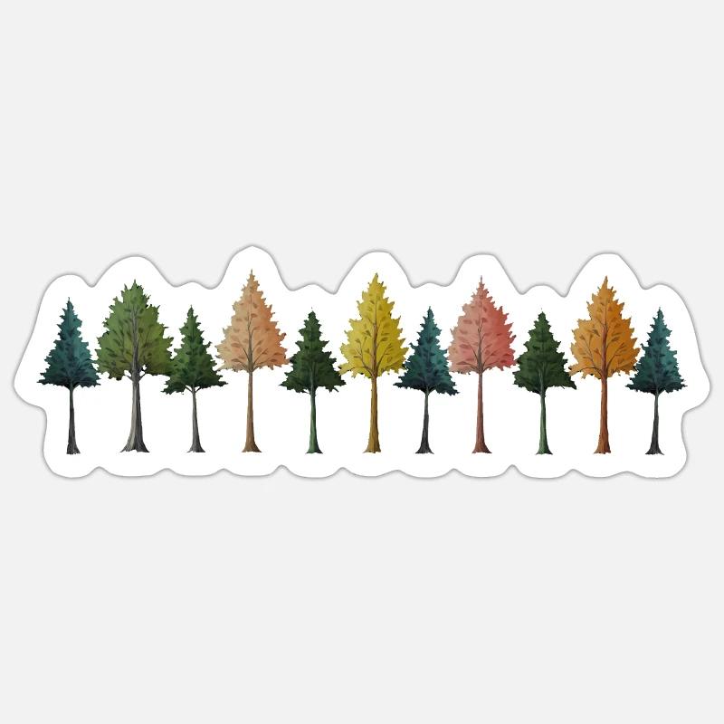 Dessin De Forêt D’arbres - Sticker taille S (10 x 10 cm) - blanc mat