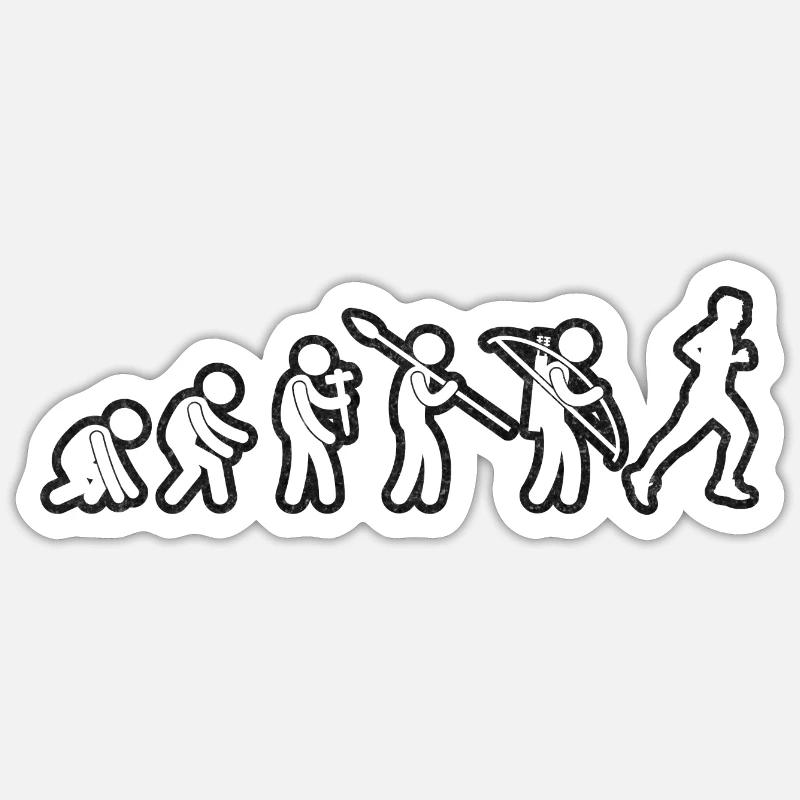 Evolution Running White Grunge Sticker Größe S (10 x 10 cm)