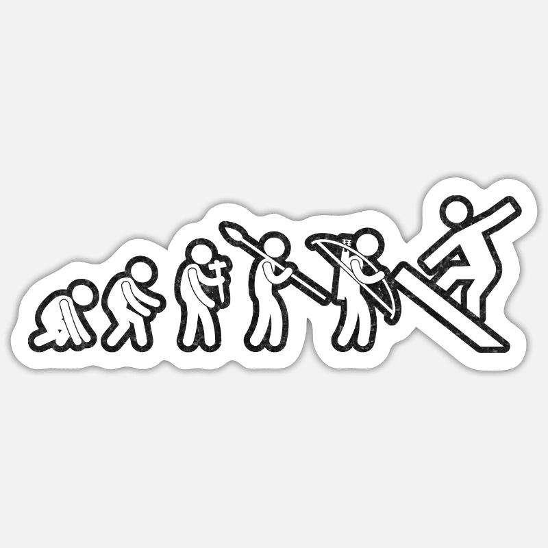 Evolution Snowboard White Grunge - Sticker Größe S (10 x 10 cm) - Mattweiß