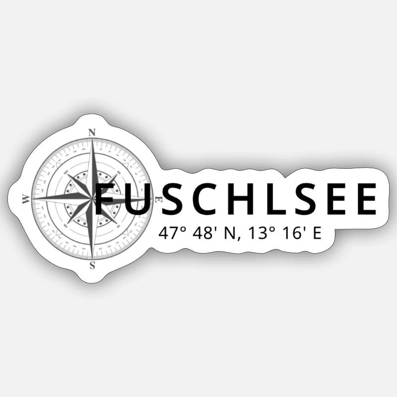 Fuschlsee Kompass Design - Sticker Größe S (10 x 10 cm) - Mattweiß