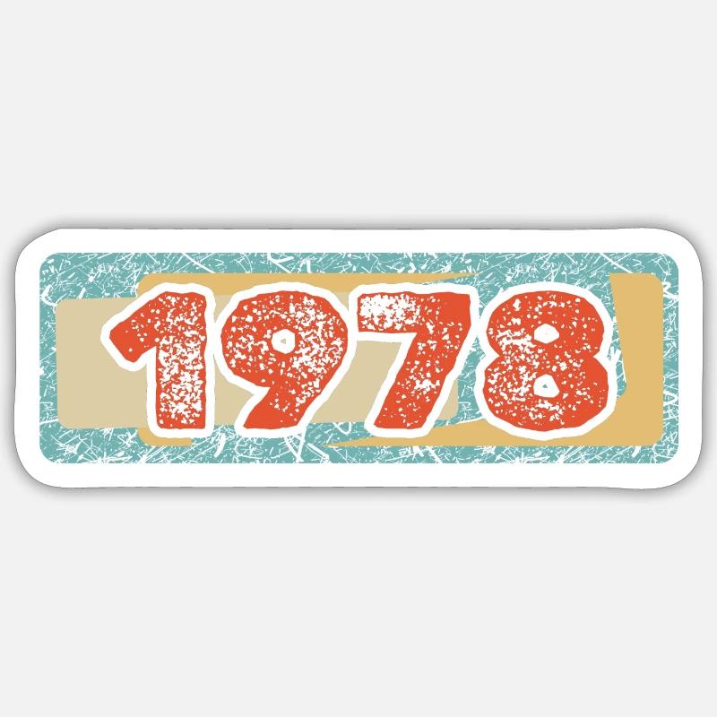 Né en 1978 - Sticker taille S (10 x 10 cm) - blanc mat