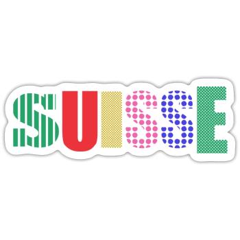SUISSE - Sticker taille S (10 x 10 cm) - blanc mat - Devant