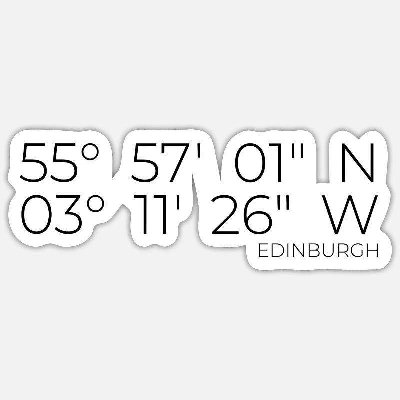 Coordinates: Edinburgh, Scotland - Sticker size S (10 x 10 cm) - white matte