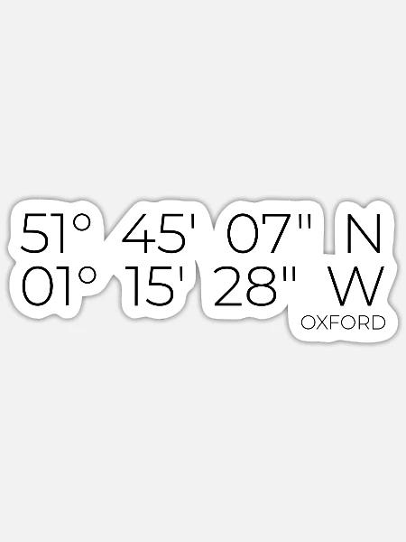 Koordinaten Oxford England - Sticker Größe S (10 x 10 cm) - Mattweiß