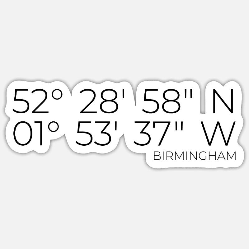 Coordonnées : Birmingham, Angleterre Sticker taille S (10 x 10 cm)