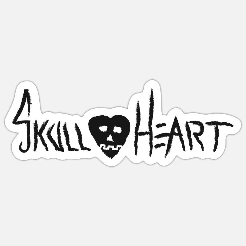 CrâneCoeur Logo Long Noir - Sticker taille S (10 x 10 cm) - blanc mat