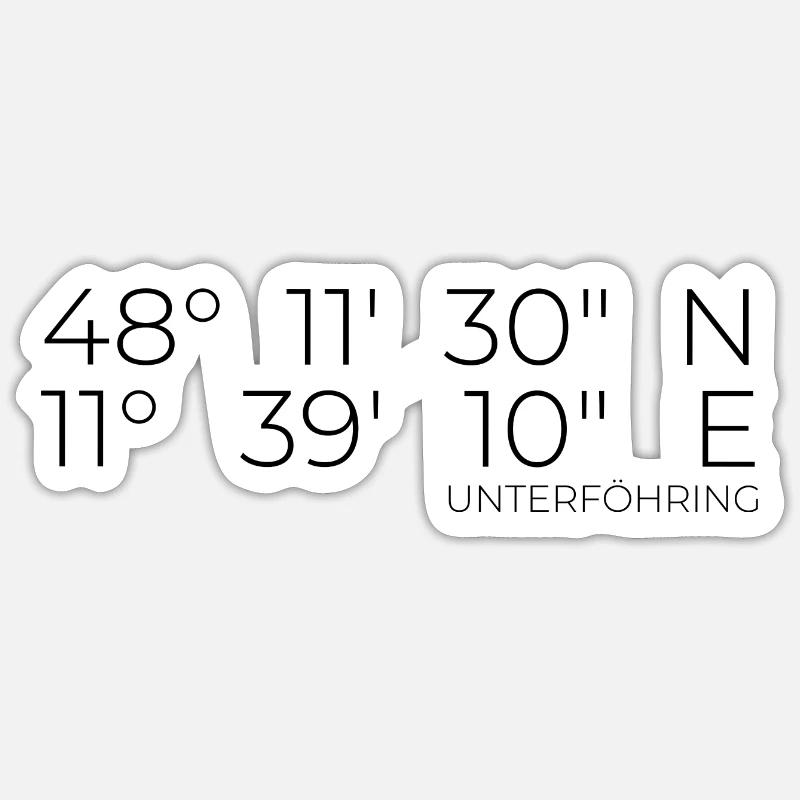 Coordonnées Unterföhring - Sticker taille S (10 x 10 cm) - blanc mat