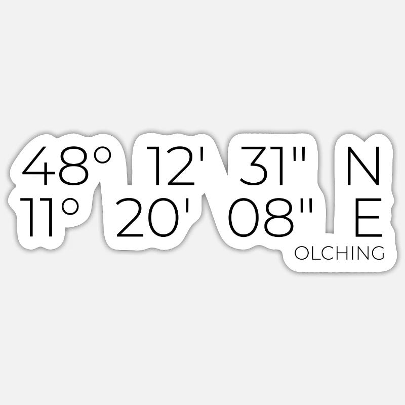 Coordonnées Olching Bavière - Sticker taille S (10 x 10 cm) - blanc mat