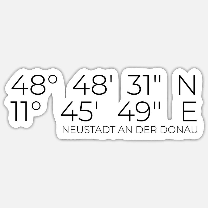 Coordinates Neustadt an der Donau Sticker size S (10 x 10 cm)