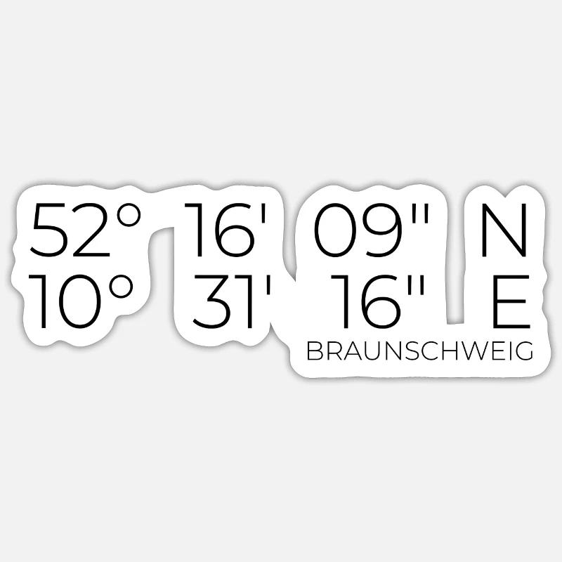 Coordonnées Brunswick - Sticker taille S (10 x 10 cm) - blanc mat
