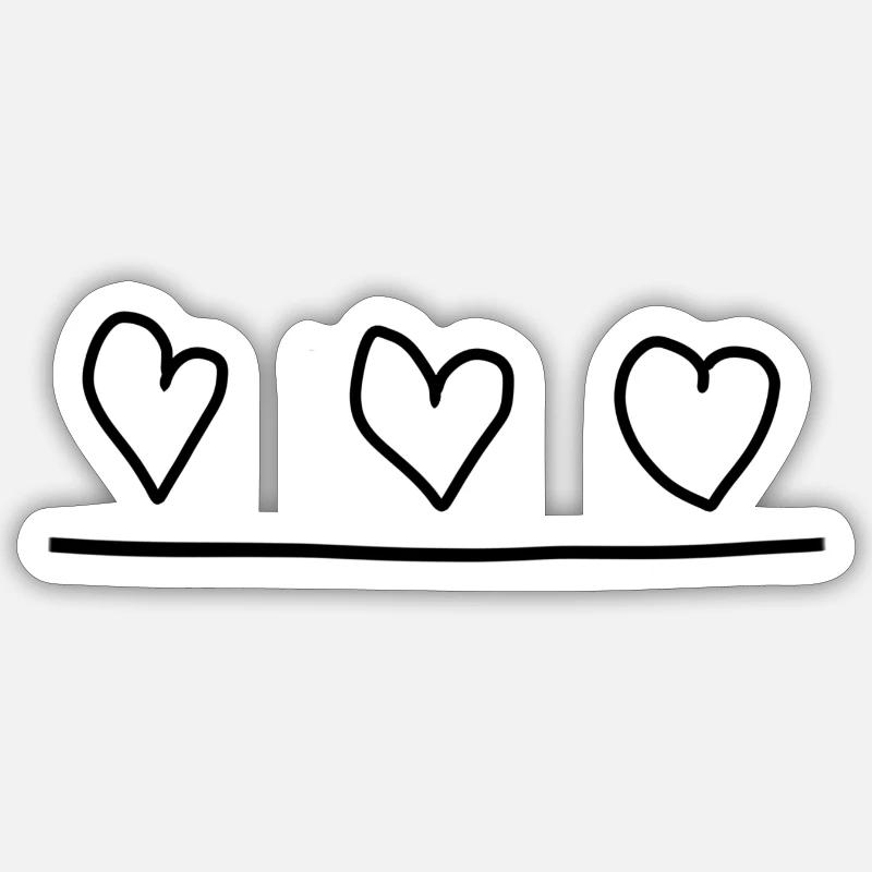 Three Hearts Heart Line - Sticker size S (10 x 10 cm) - white matte