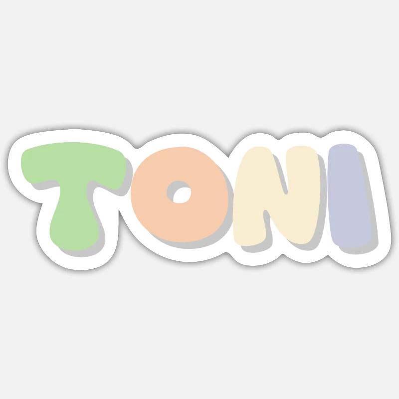 Nom - Toni - Sticker taille S (10 x 10 cm) - blanc mat
