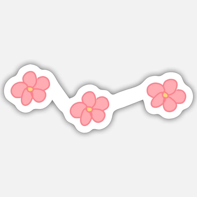 Trois fleurs fleur plante fleur rose fleur - Sticker taille S (10 x 10 cm) - blanc mat
