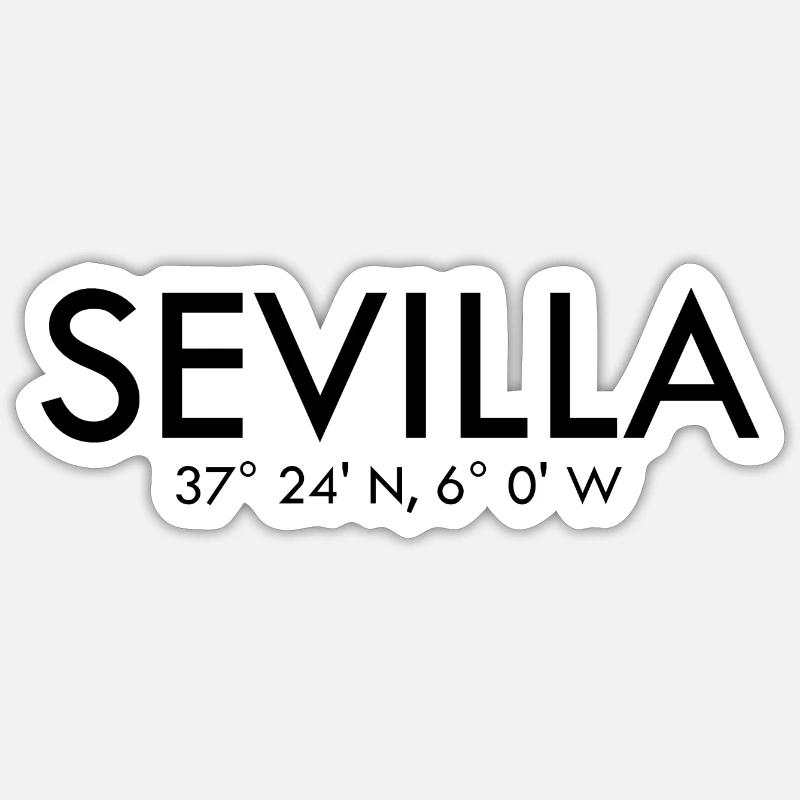 Sevilla - Spain - Coordinates Latitude Longitude Sticker size S (10 x 10 cm)